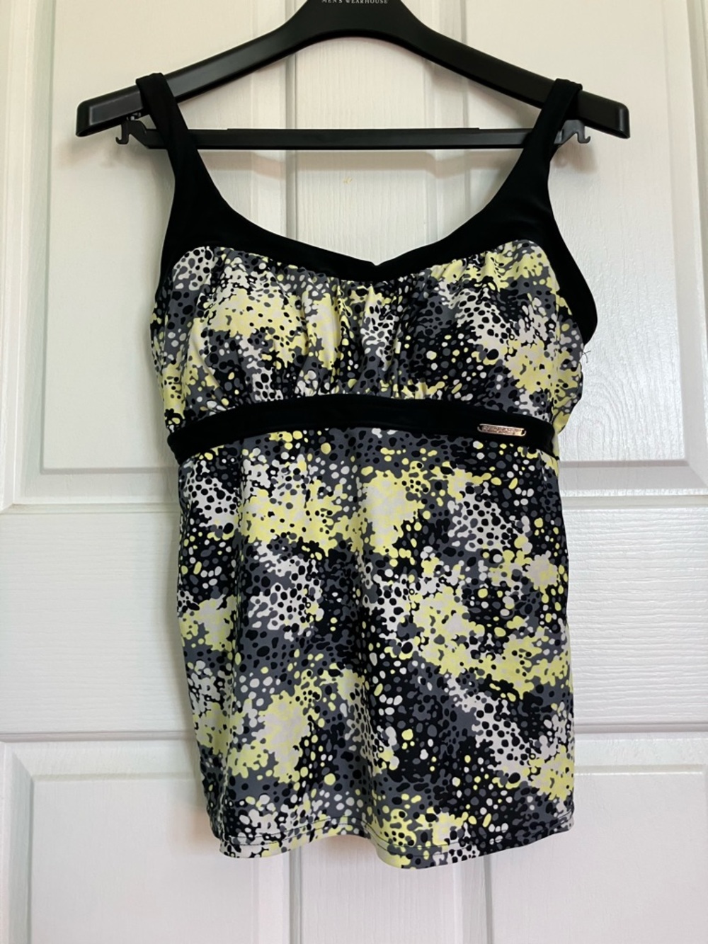 ZeroXposur Black Trim Yellow, Gray & White Printed Swim Top